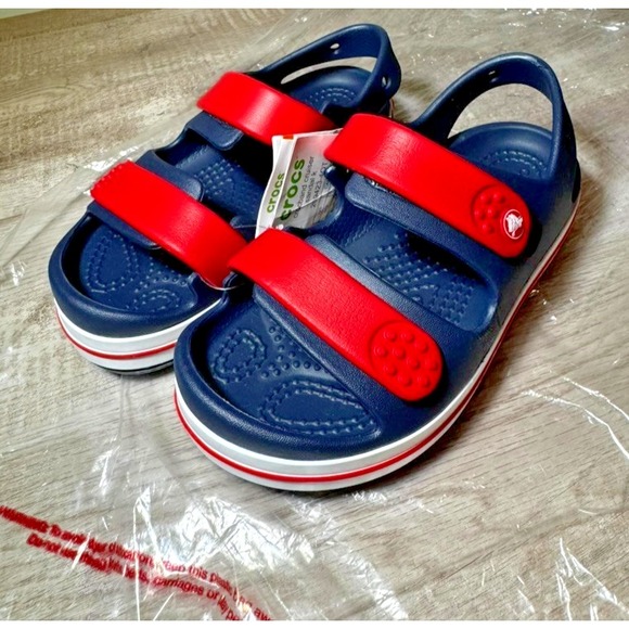 CROCS Other - Toddler C12 Crocband Cruiser Sandal Unisex Kids Navy/Varsity Red Ajustable NWT